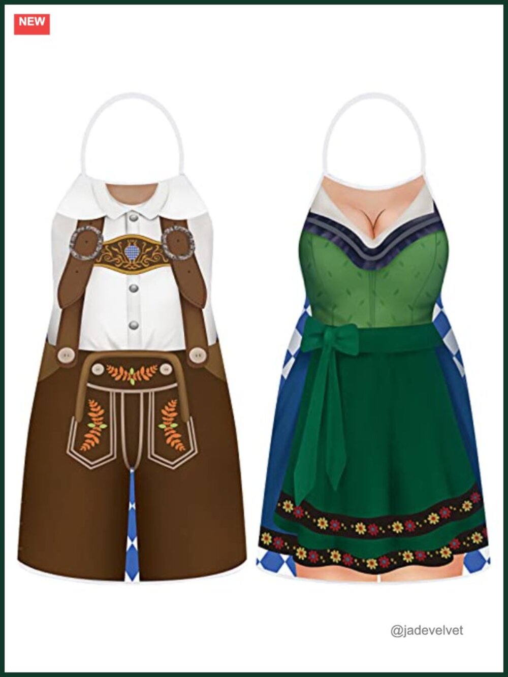 2 Pack Oktoberfest Aprons for Couples German Themed Cooking BBQ Party Costume